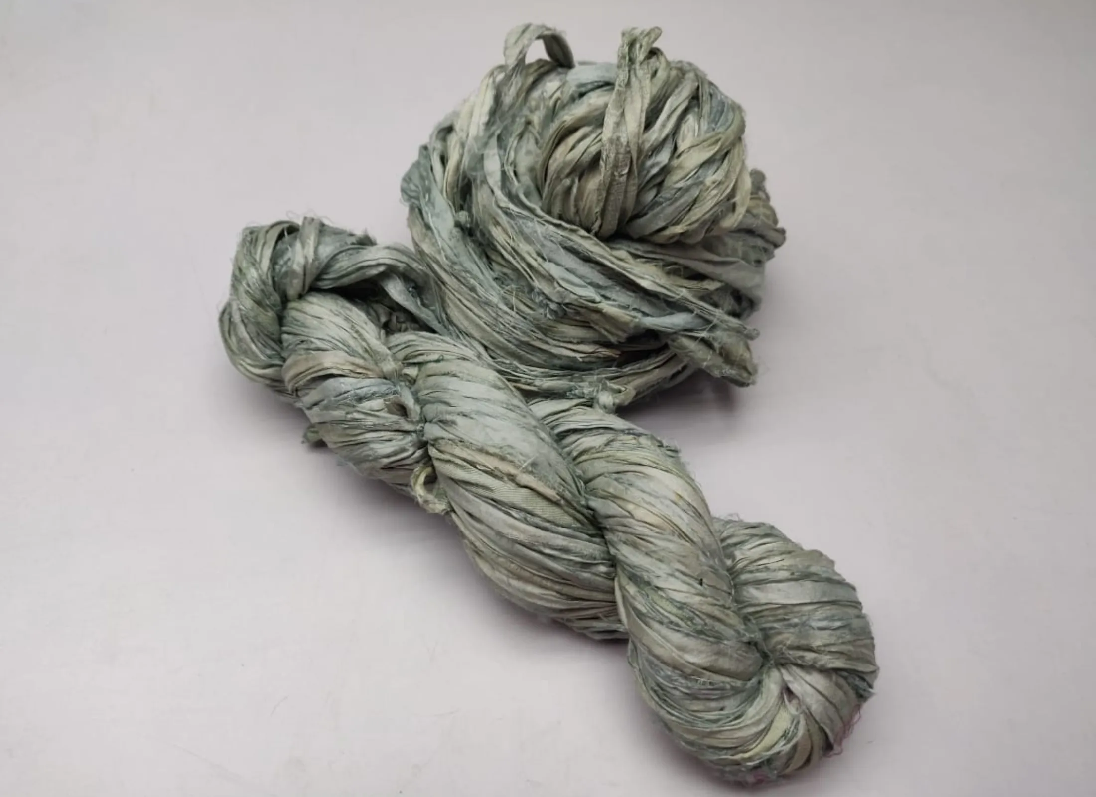 Recycled Sari Silk Ribbon Green Spring