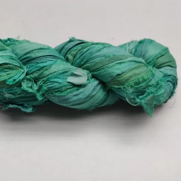 Recycled Sari Silk Ribbon - Jade