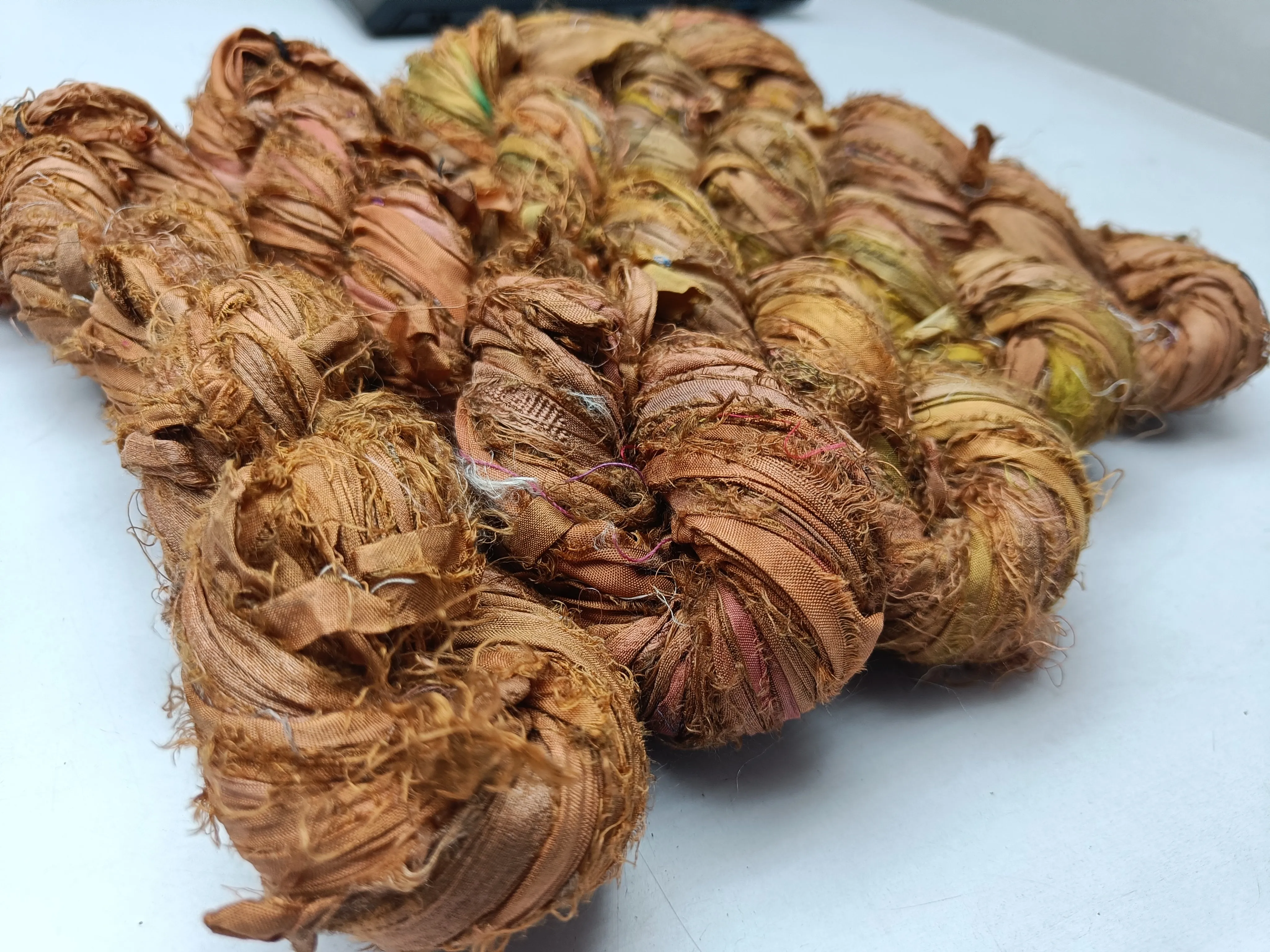 Recycled Sari Silk Ribbon - Mud