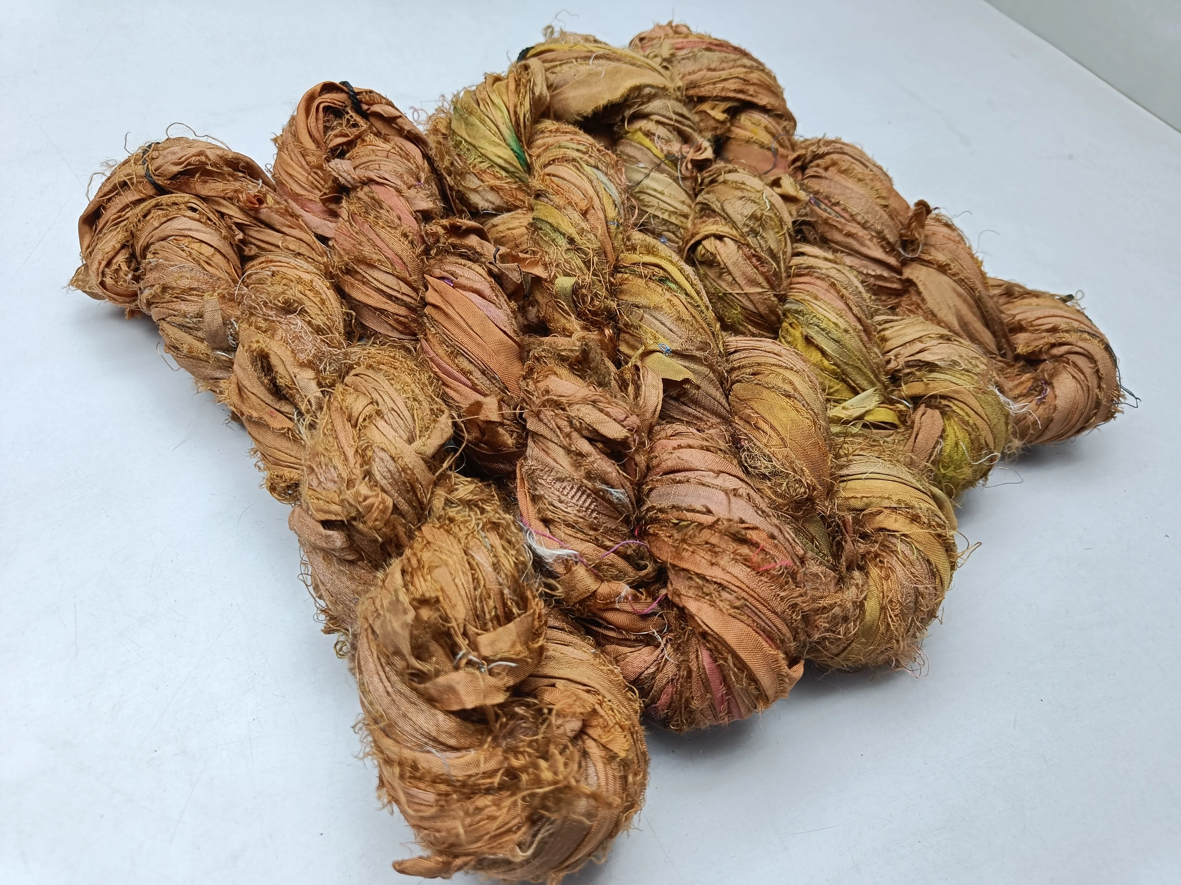 Recycled Sari Silk Ribbon - Mud