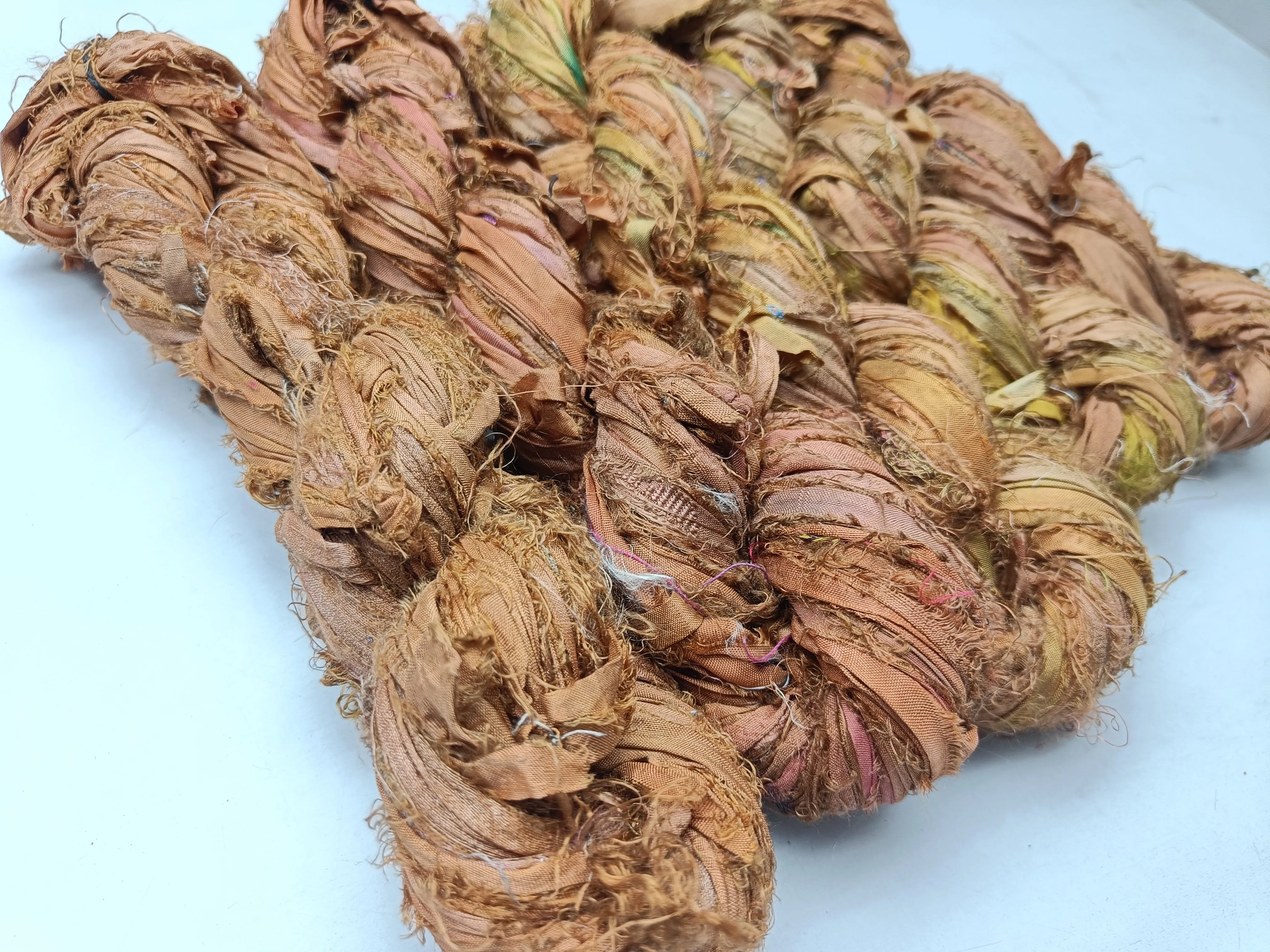 Recycled Sari Silk Ribbon - Mud