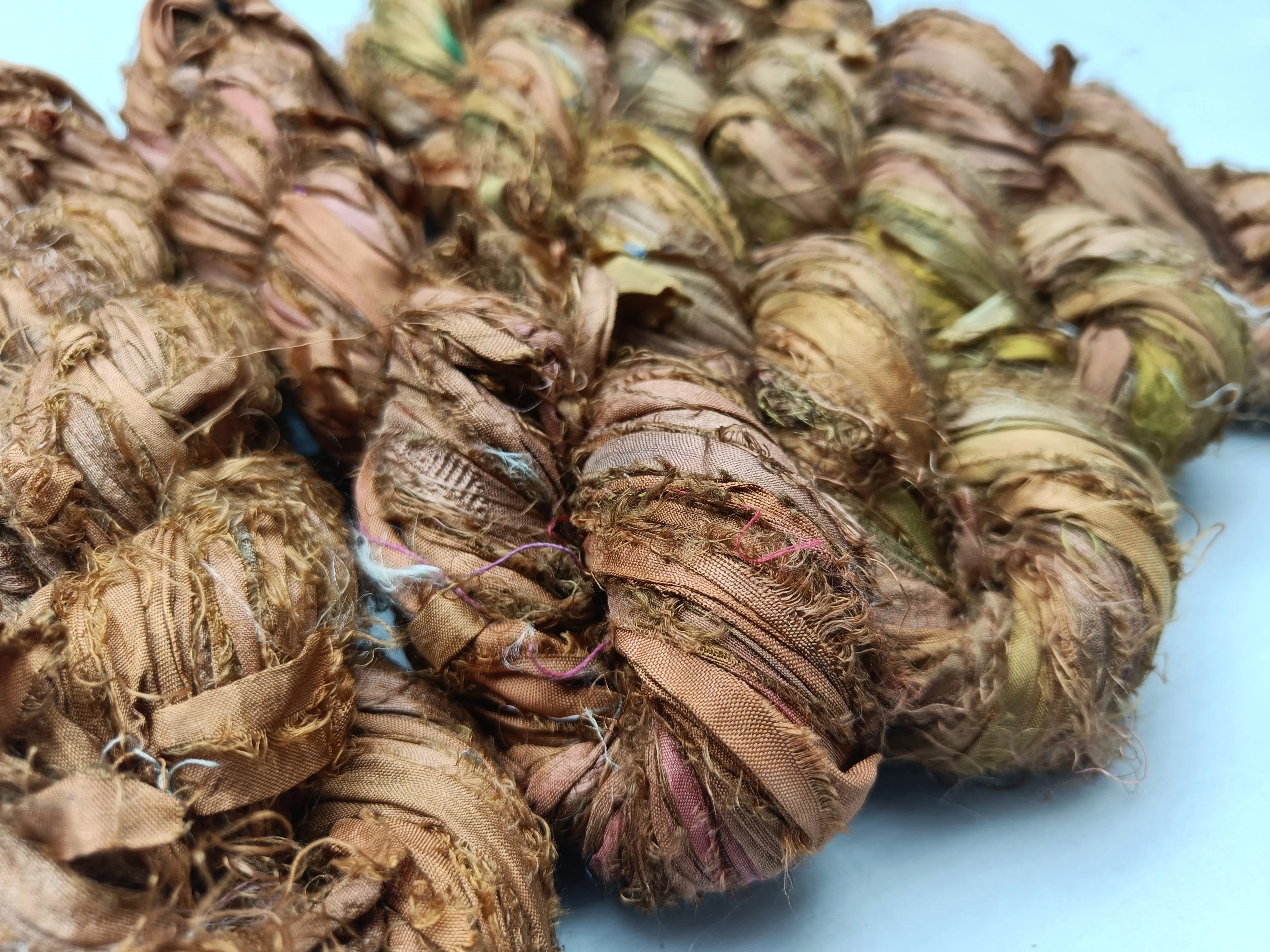 Recycled Sari Silk Ribbon - Mud