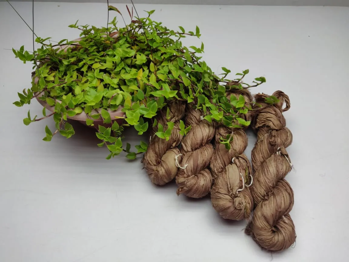 Recycled Sari Silk Ribbon - Soil