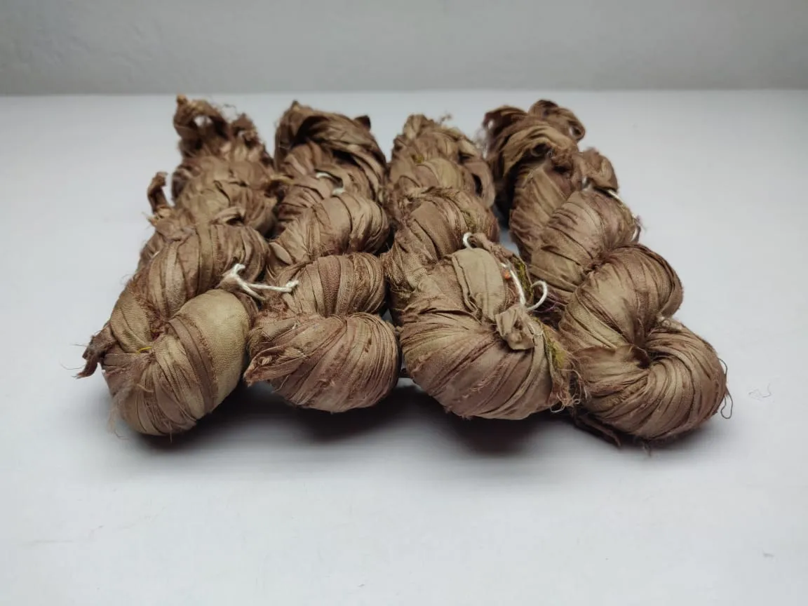 Recycled Sari Silk Ribbon - Soil