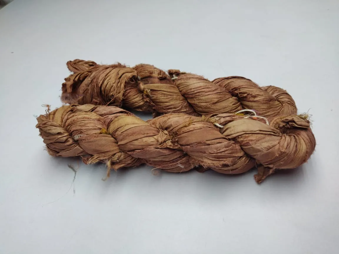 Recycled Sari Silk Ribbon - Soil