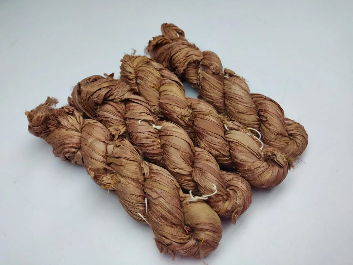 Recycled Sari Silk Ribbon - Soil