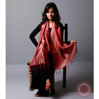 Red Cotton Silk Stole