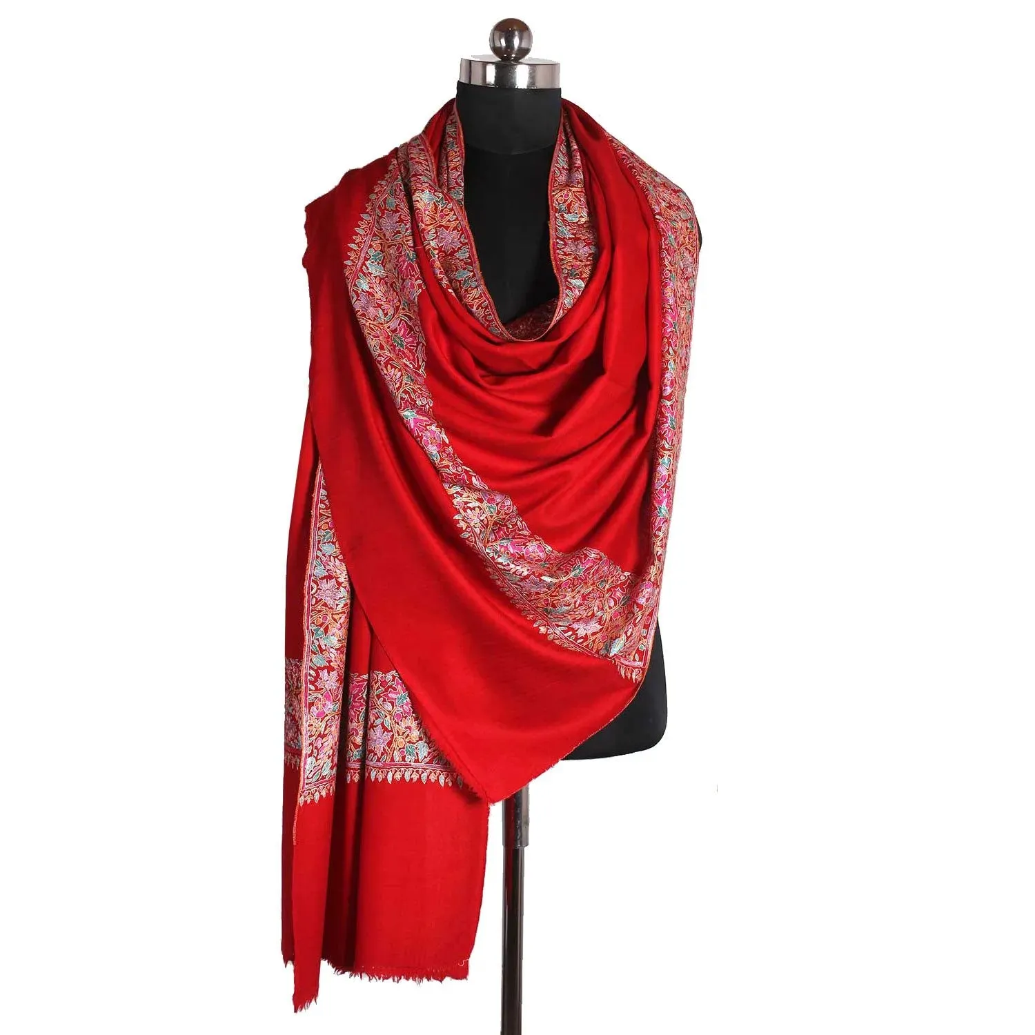 Red Dordar Cashmere Pashmina Shawl