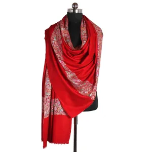 Red Dordar Cashmere Pashmina Shawl
