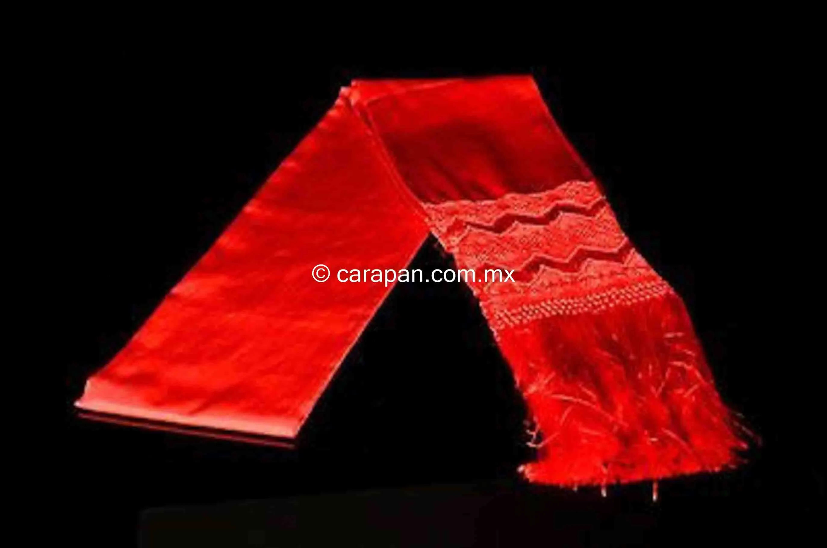 Red Mexican Shawl Red Rebozo Silk Texture back strap loomed in Santa Maria