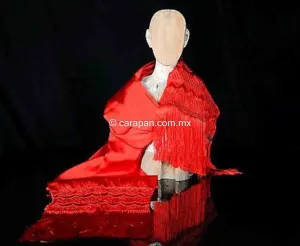 Red Mexican Shawl Red Rebozo Silk Texture back strap loomed in Santa Maria