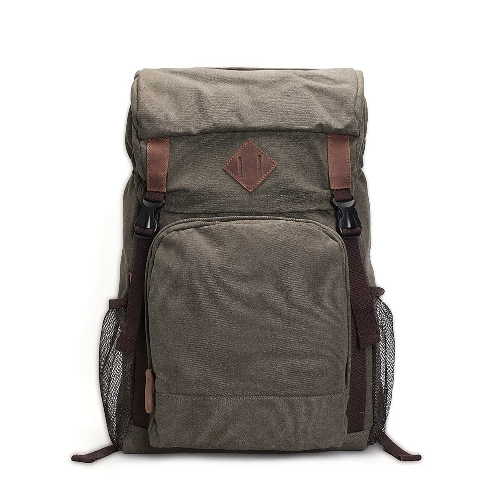 ROCKCOW Waxed Canvas Backpack, Rucksack, Hiking Travel Backpack AF16