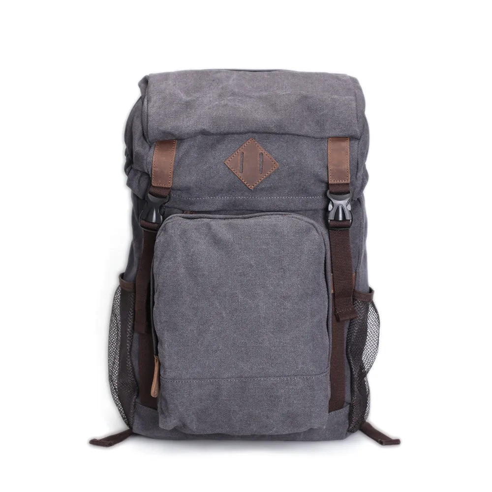 ROCKCOW Waxed Canvas Backpack, Rucksack, Hiking Travel Backpack AF16