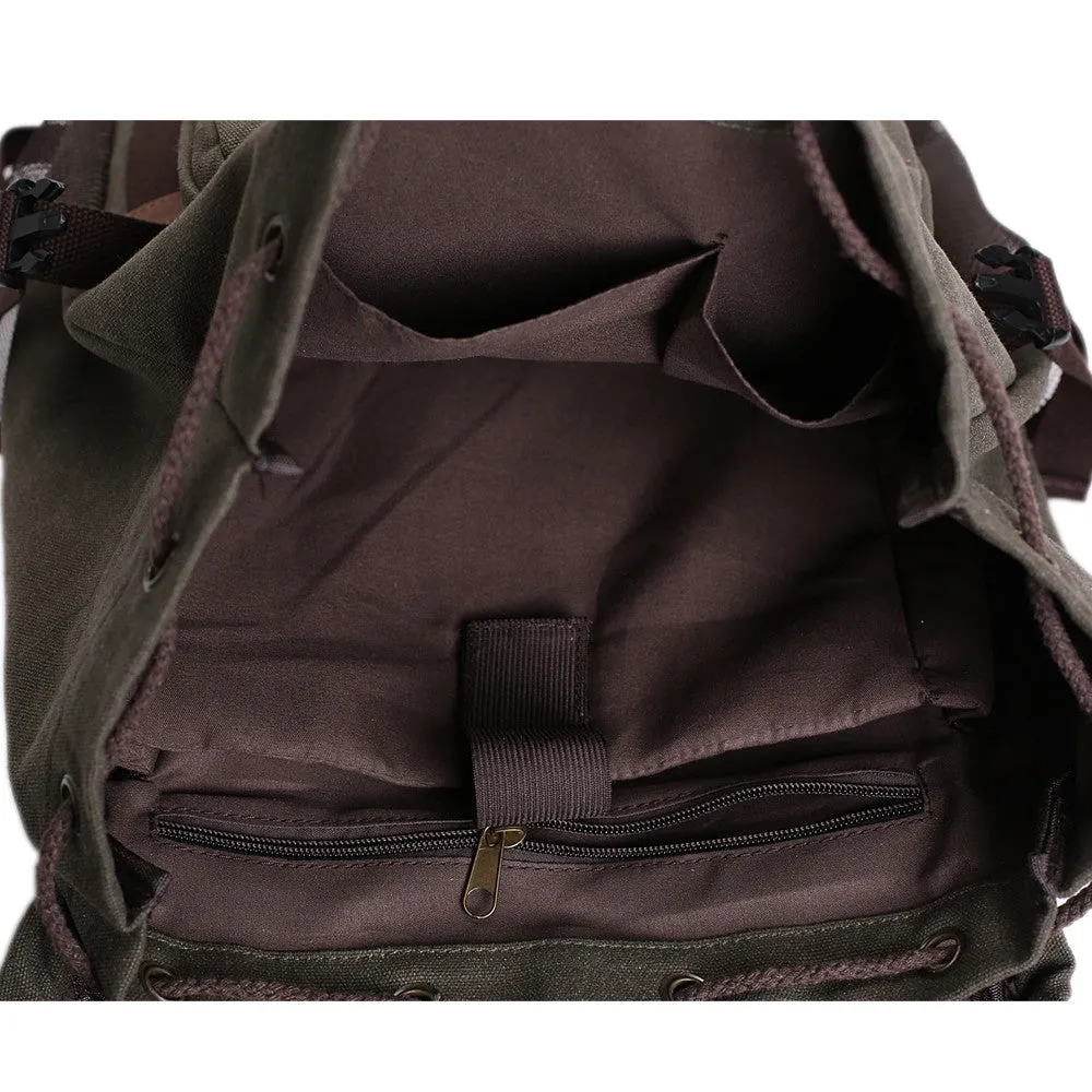ROCKCOW Waxed Canvas Backpack, Rucksack, Hiking Travel Backpack AF16