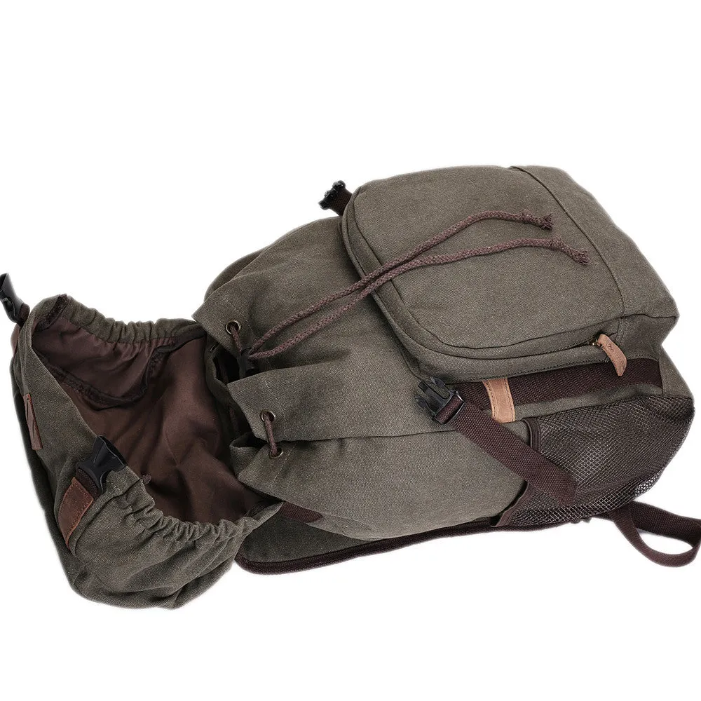 ROCKCOW Waxed Canvas Backpack, Rucksack, Hiking Travel Backpack AF16