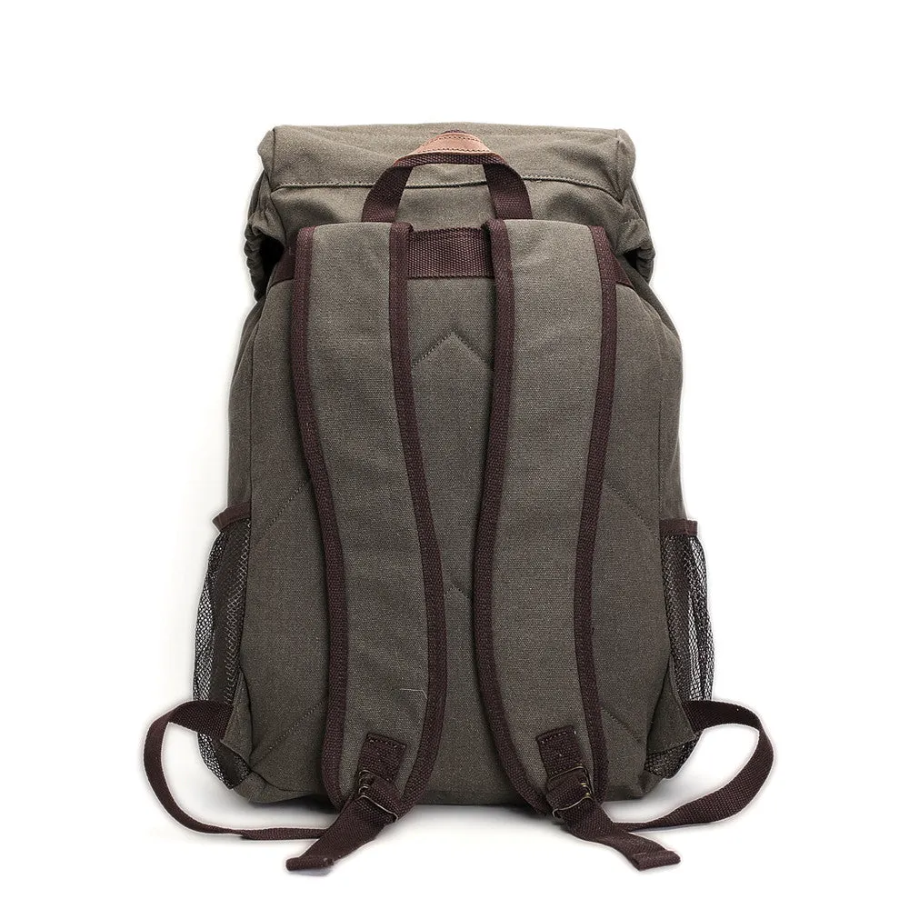 ROCKCOW Waxed Canvas Backpack, Rucksack, Hiking Travel Backpack AF16