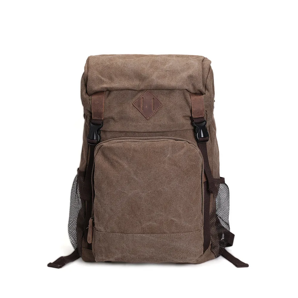 ROCKCOW Waxed Canvas Backpack, Rucksack, Hiking Travel Backpack AF16