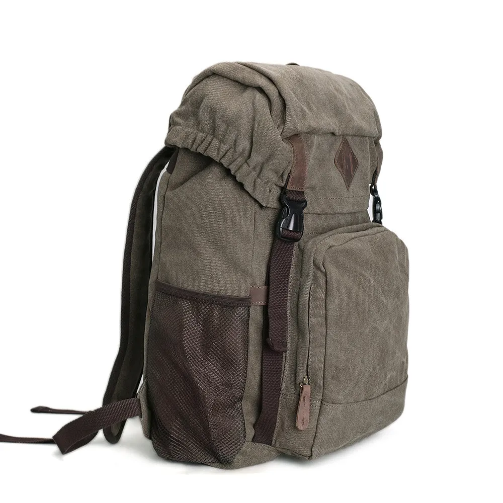 ROCKCOW Waxed Canvas Backpack, Rucksack, Hiking Travel Backpack AF16