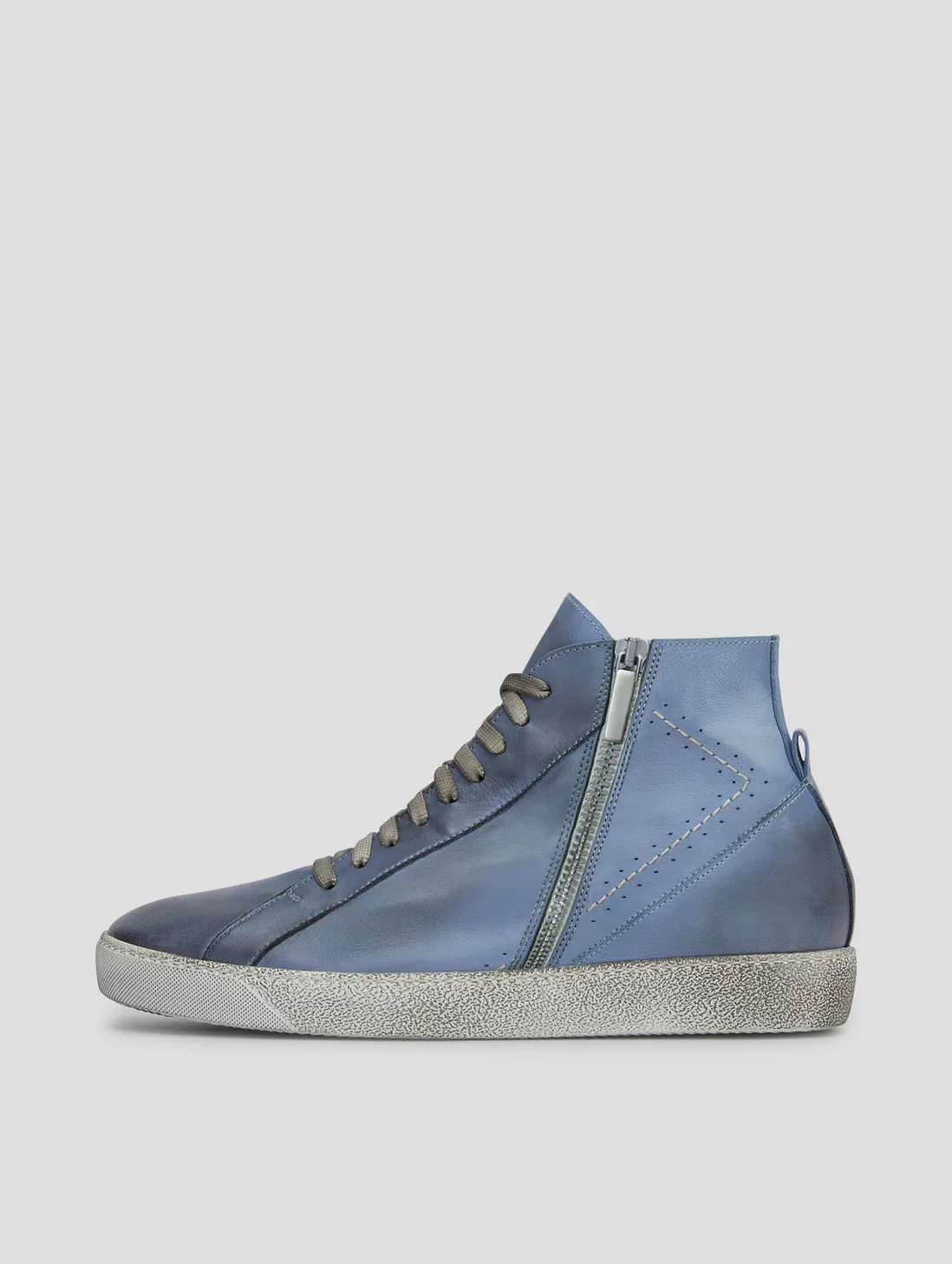 ROCKER SNEAKER HIGH TOP IN LIGHT BLUE CALFSKIN
