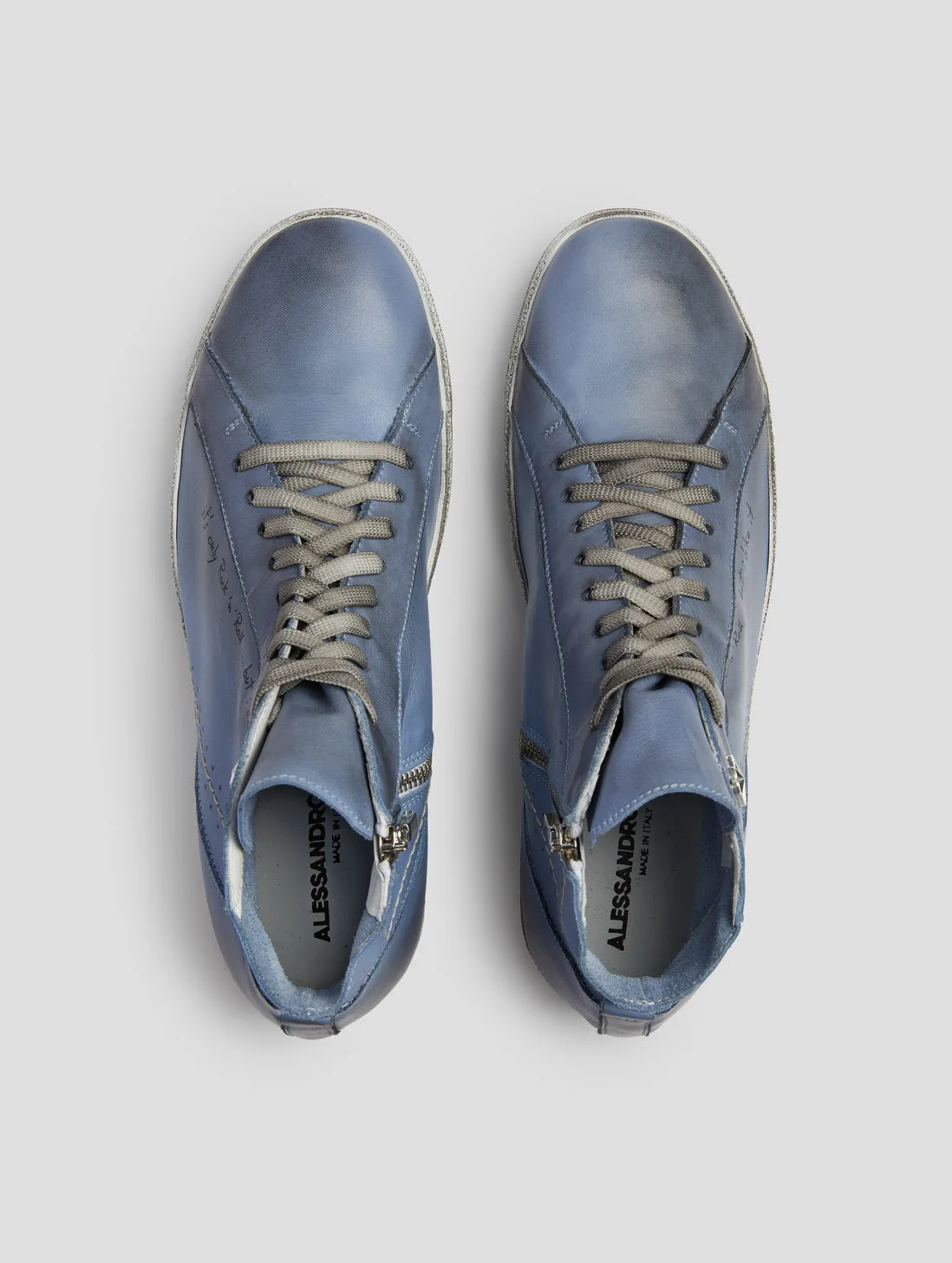 ROCKER SNEAKER HIGH TOP IN LIGHT BLUE CALFSKIN