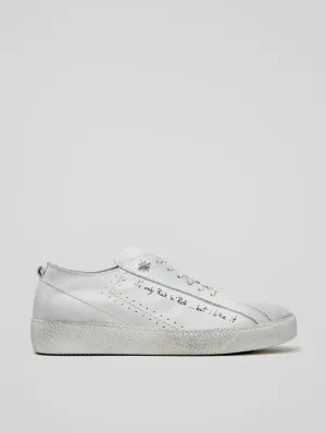 ROCKER SNEAKER LOW TOP IN DISTRESSED WHITE - Woman