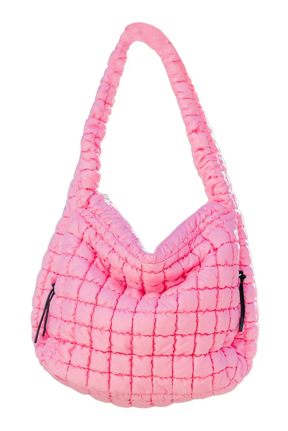 Rose Red Quilted Puffy Large Shoulder Bag