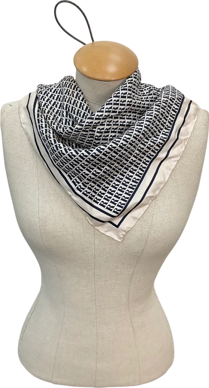 Rouje White Silk Logo Scarf
