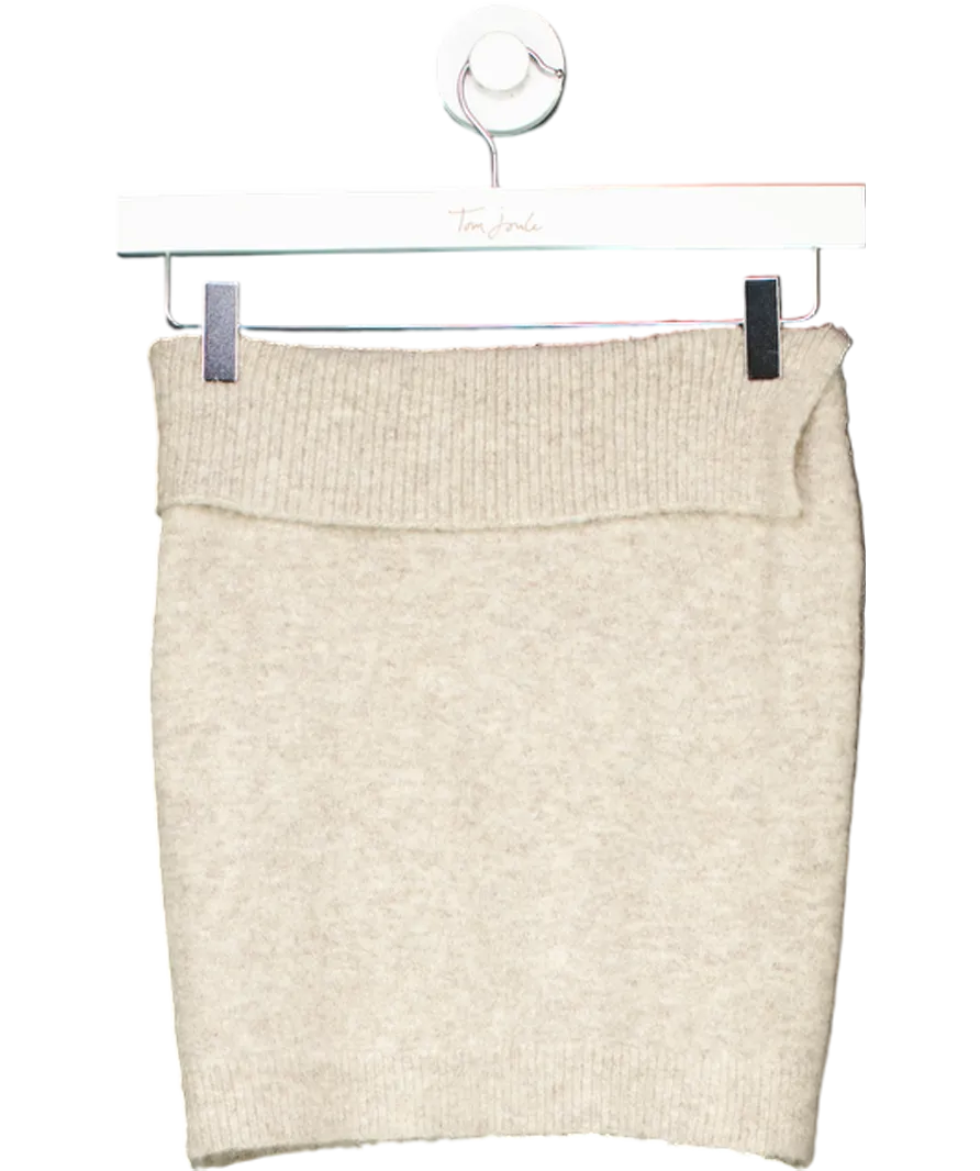 Ruve Beige Selva Button Detail Fold Down Mini Skirt UK XS