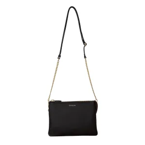 Saben - Feature Strap Chain - Gold Curb   Black Leather