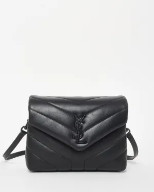 Saint Laurent Black Chevron Quilted Leather Toy Loulou Crossbody Bag BHW