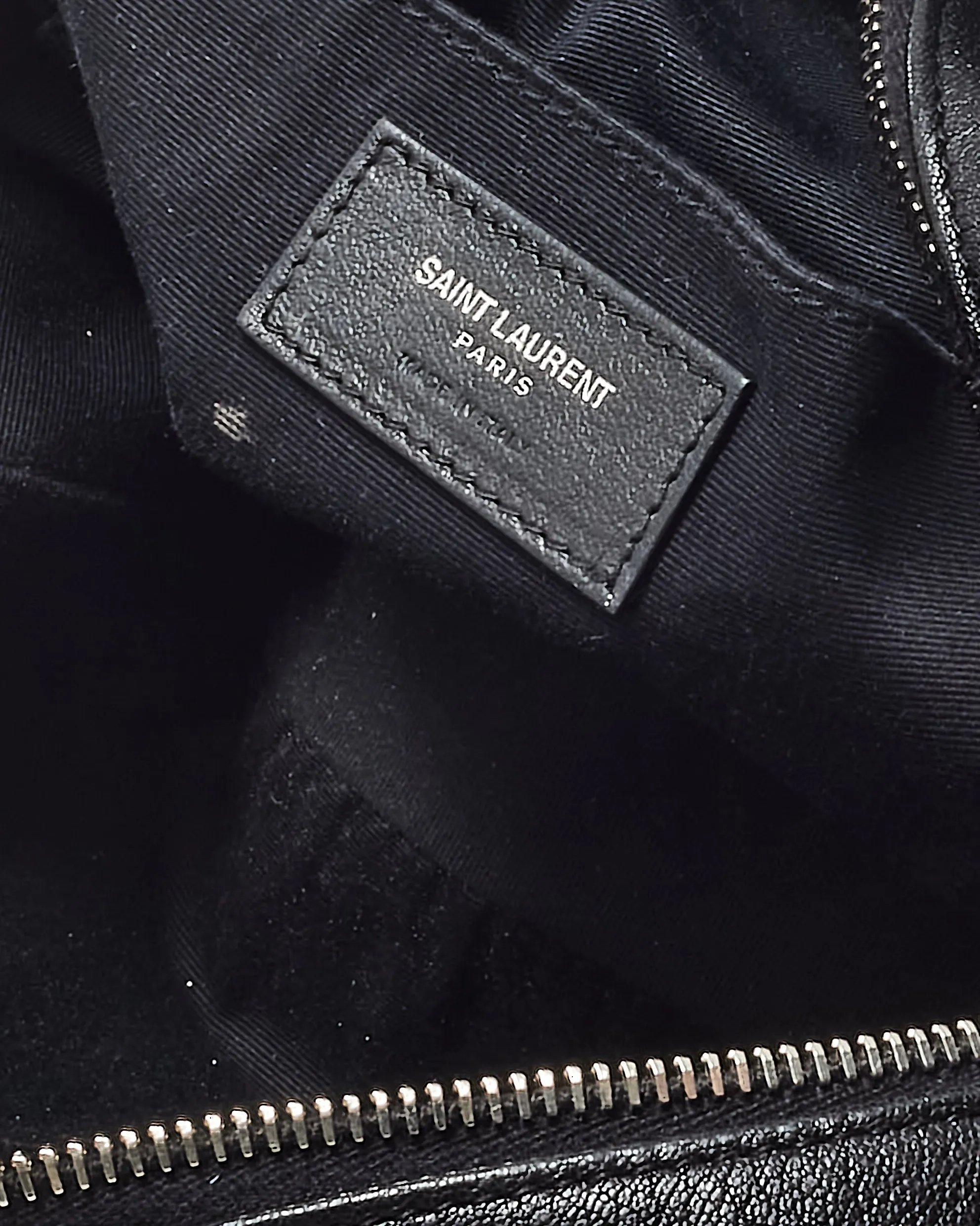 Saint Laurent Black Leather Embossed Logo Lou Camera Bag