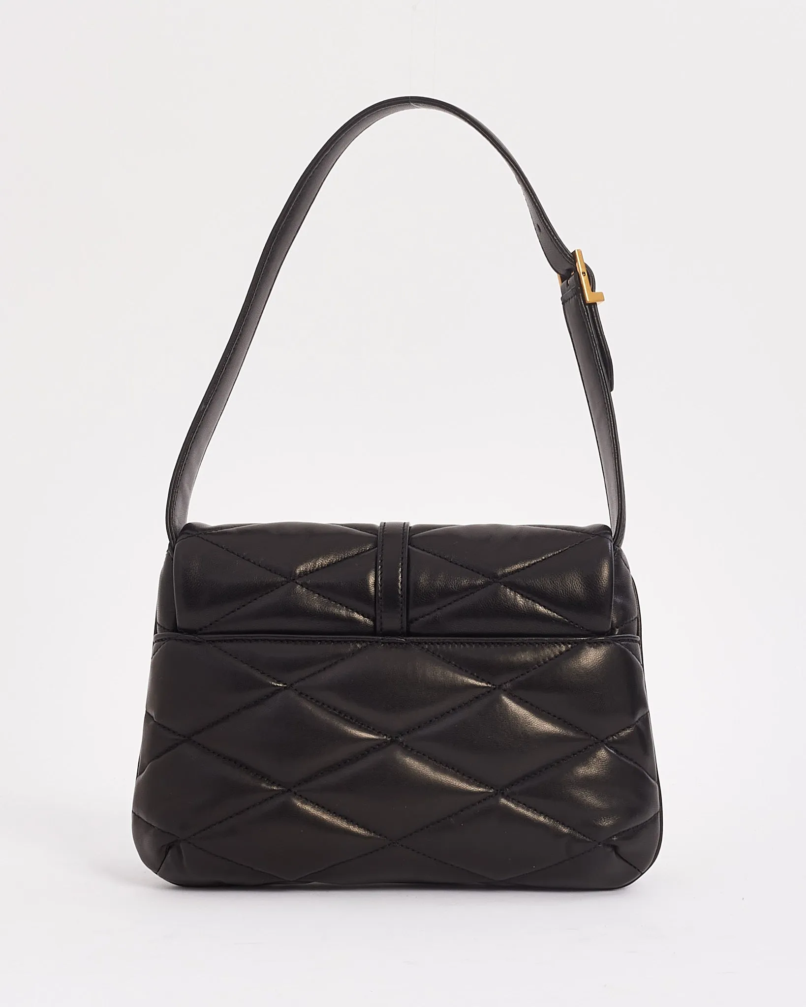 Saint Laurent Black Quilted Lambskin Leather Le 57 Hobo Bag