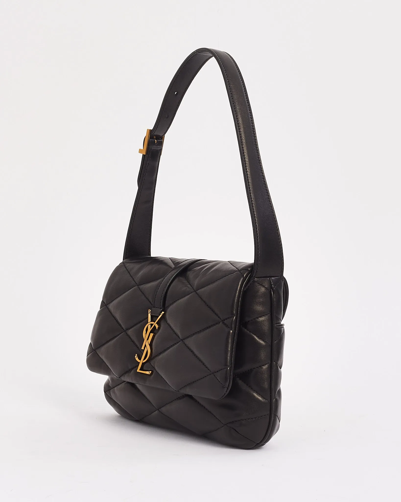 Saint Laurent Black Quilted Lambskin Leather Le 57 Hobo Bag