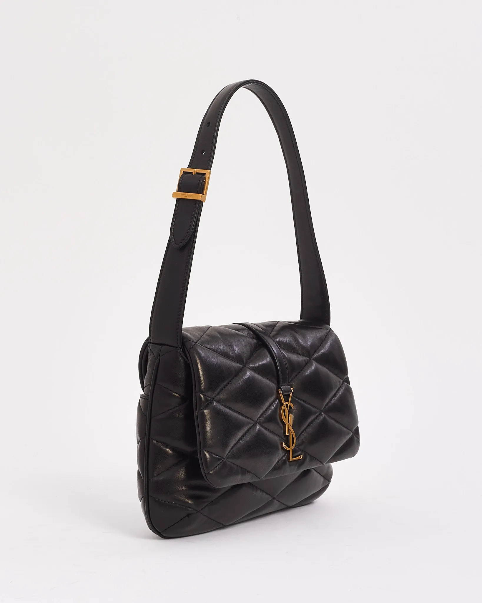 Saint Laurent Black Quilted Lambskin Leather Le 57 Hobo Bag