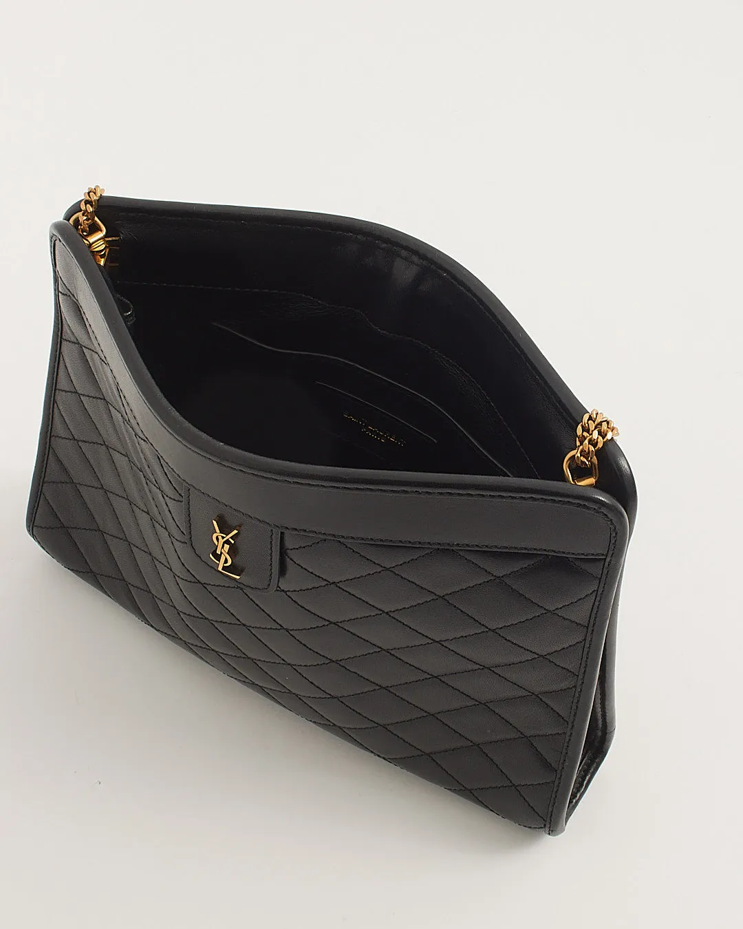 Saint Laurent Black Quilted Logo Victoire Shoulder Bag