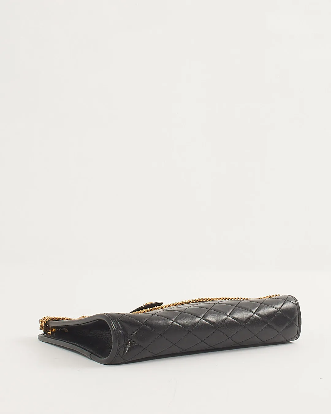 Saint Laurent Black Quilted Logo Victoire Shoulder Bag