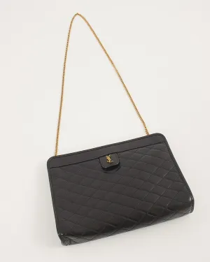 Saint Laurent Black Quilted Logo Victoire Shoulder Bag