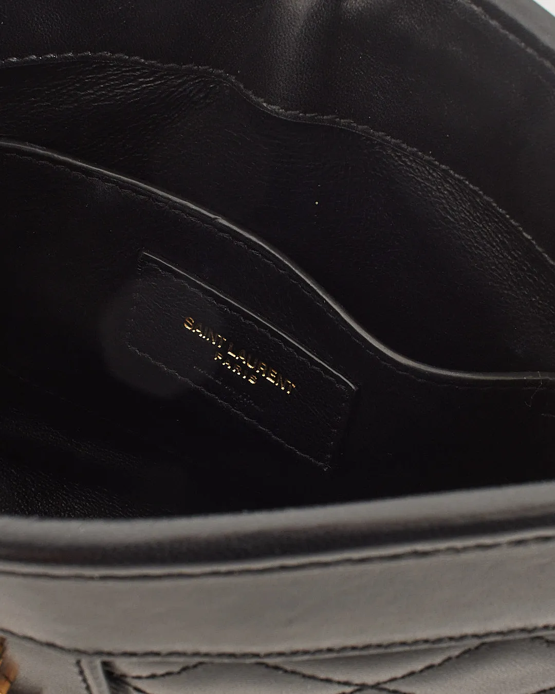 Saint Laurent Black Quilted Logo Victoire Shoulder Bag