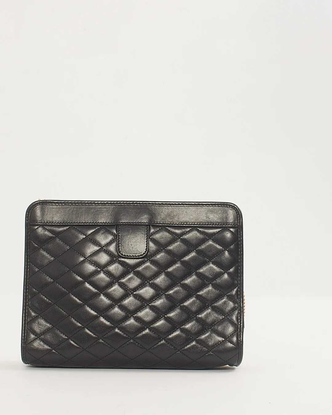 Saint Laurent Black Quilted Logo Victoire Shoulder Bag