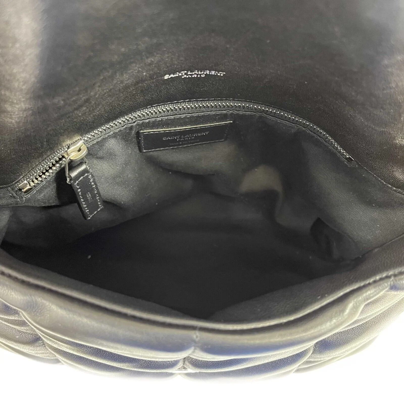 Saint Laurent - Excellent - Loulou Puffer Medium - Black / Silver Shoulder Bag