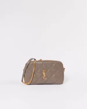 Saint Laurent Grey Quilted Mini Becky Double Zip Bag