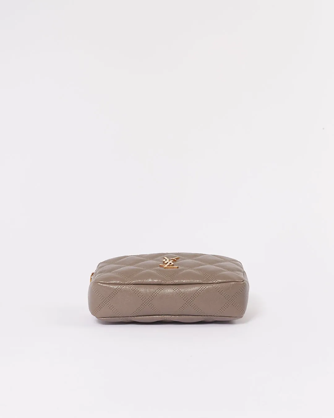 Saint Laurent Grey Quilted Mini Becky Double Zip Bag