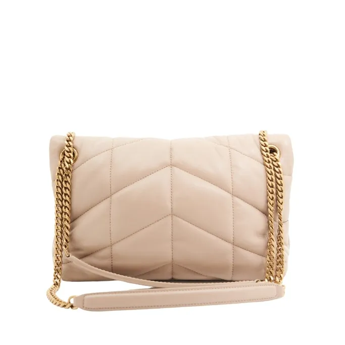 Saint Laurent LouLou Puffer Bag in Beige