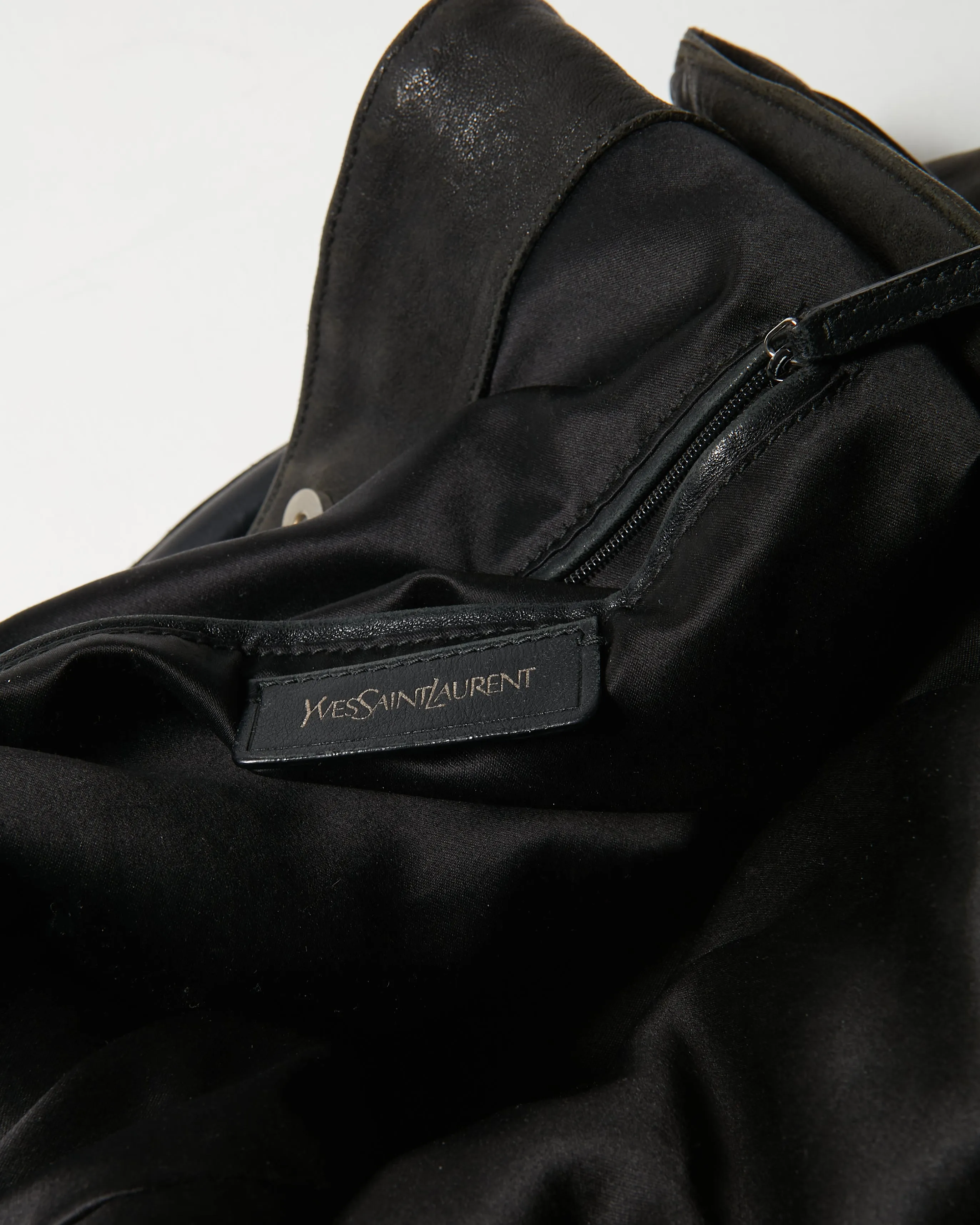 Saint Laurent Vintage Black Leather Hobo Shoulder Bag