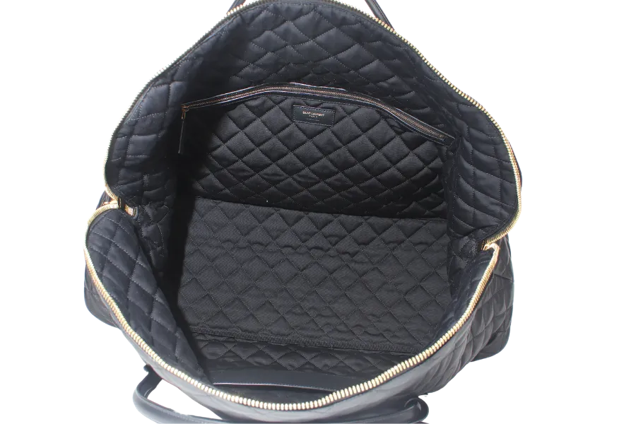 SAINT LAURENT YSL ES GIANT TRAVEL BAG QUILTED LEATHER BLACK COLOR GOLD HARDWARE WITH LOCK&KEYS AND DUST COVER