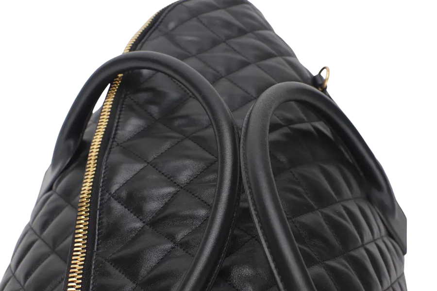 SAINT LAURENT YSL ES GIANT TRAVEL BAG QUILTED LEATHER BLACK COLOR GOLD HARDWARE WITH LOCK&KEYS AND DUST COVER