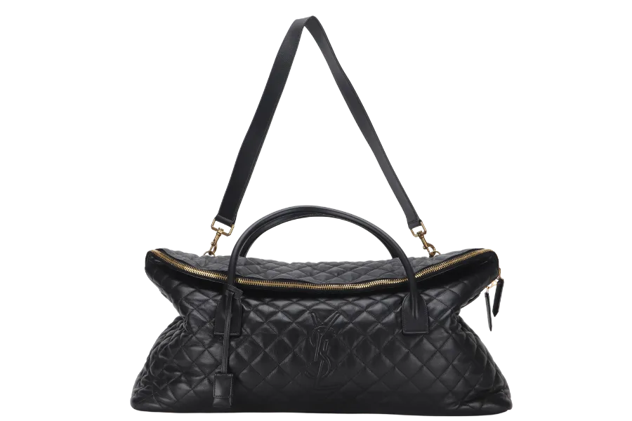 SAINT LAURENT YSL ES GIANT TRAVEL BAG QUILTED LEATHER BLACK COLOR GOLD HARDWARE WITH LOCK&KEYS AND DUST COVER