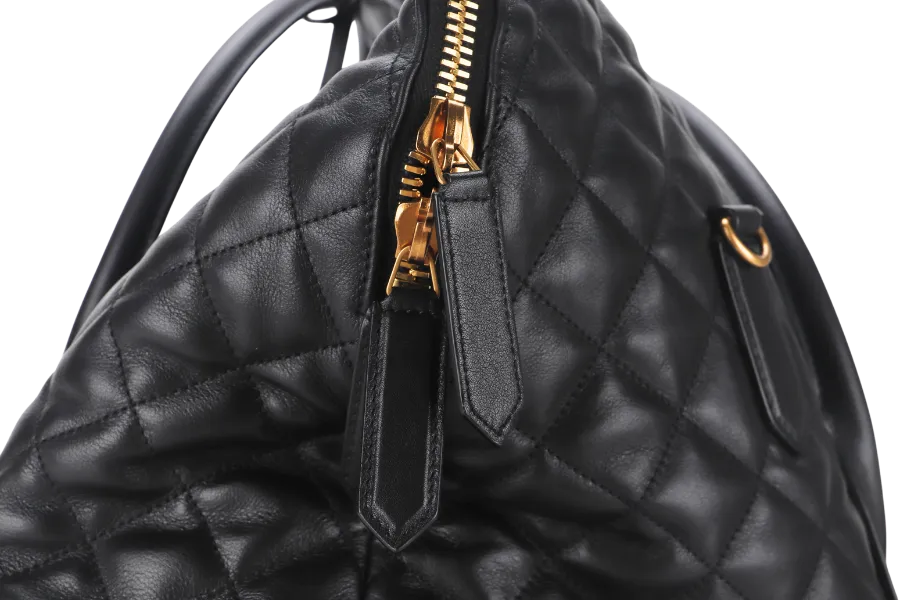 SAINT LAURENT YSL ES GIANT TRAVEL BAG QUILTED LEATHER BLACK COLOR GOLD HARDWARE WITH LOCK&KEYS AND DUST COVER
