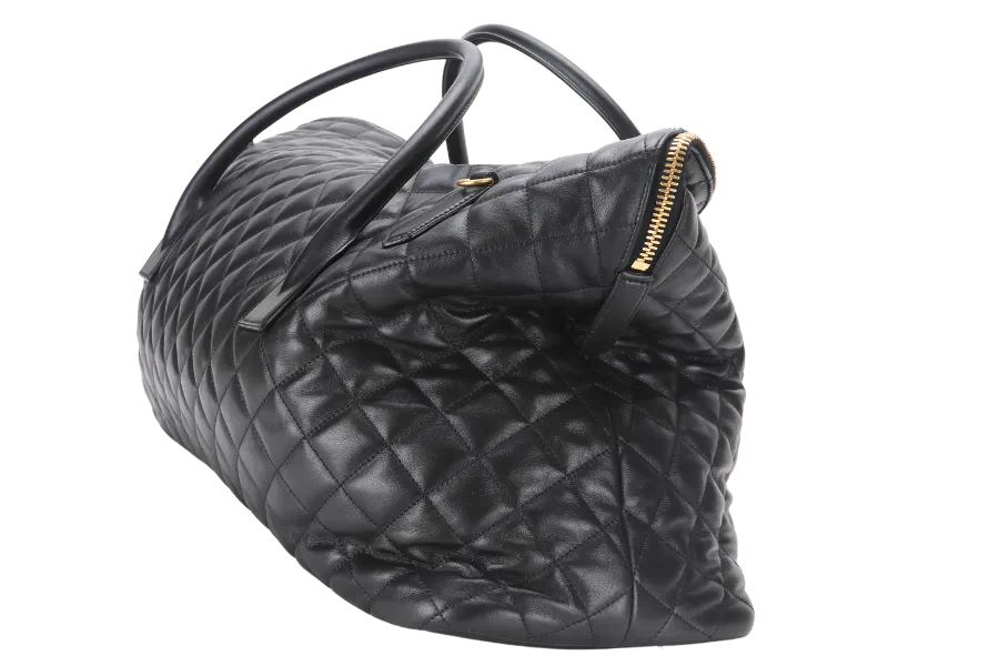 SAINT LAURENT YSL ES GIANT TRAVEL BAG QUILTED LEATHER BLACK COLOR GOLD HARDWARE WITH LOCK&KEYS AND DUST COVER
