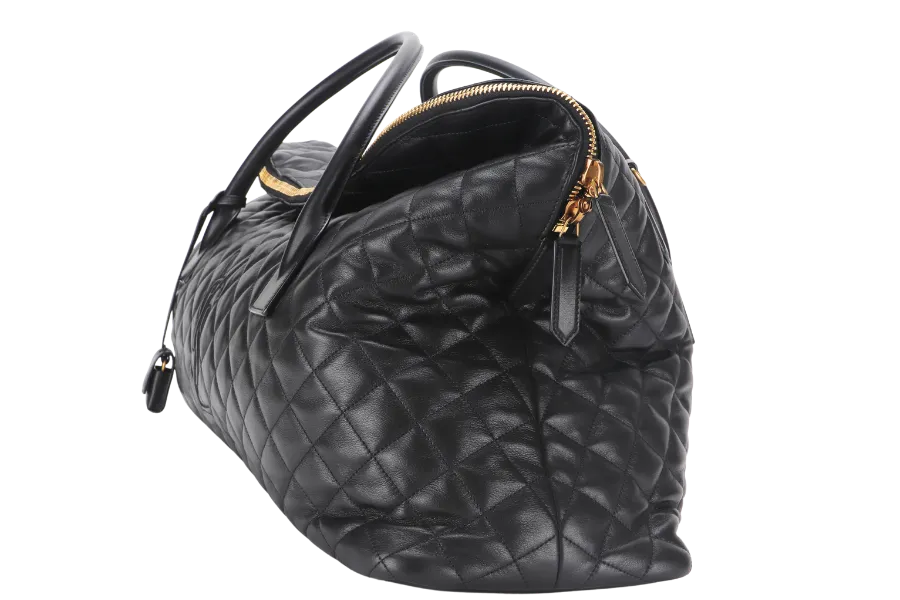 SAINT LAURENT YSL ES GIANT TRAVEL BAG QUILTED LEATHER BLACK COLOR GOLD HARDWARE WITH LOCK&KEYS AND DUST COVER